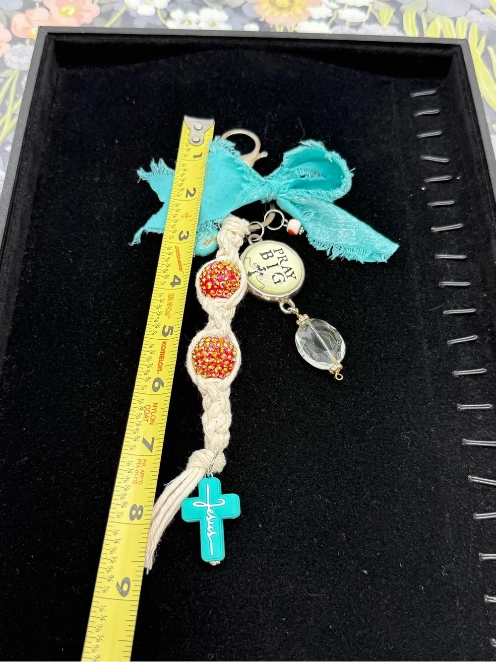 👑Adorned Crown Jewelry purse bag charm keychain pray big Jesus macrame bow